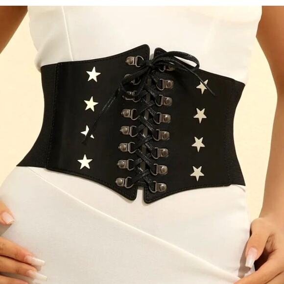 Belt Costume Gothic Women Large Lace Up Black Cosplay Corset Grunge Punk - Picture 1 of 11